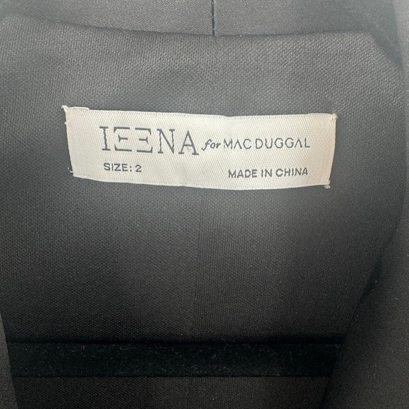 Ieena for Mac Duggal Black Feather Trim Mini Dress Size 2 Cocktail Party - Picture 4 of 9